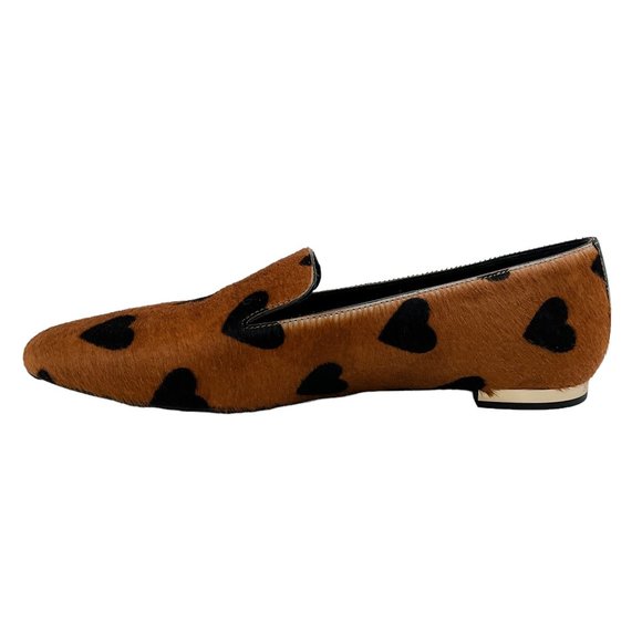 Burberry Prorsum Brown Pony Flats with Black Hearts - Picture 3 of 6